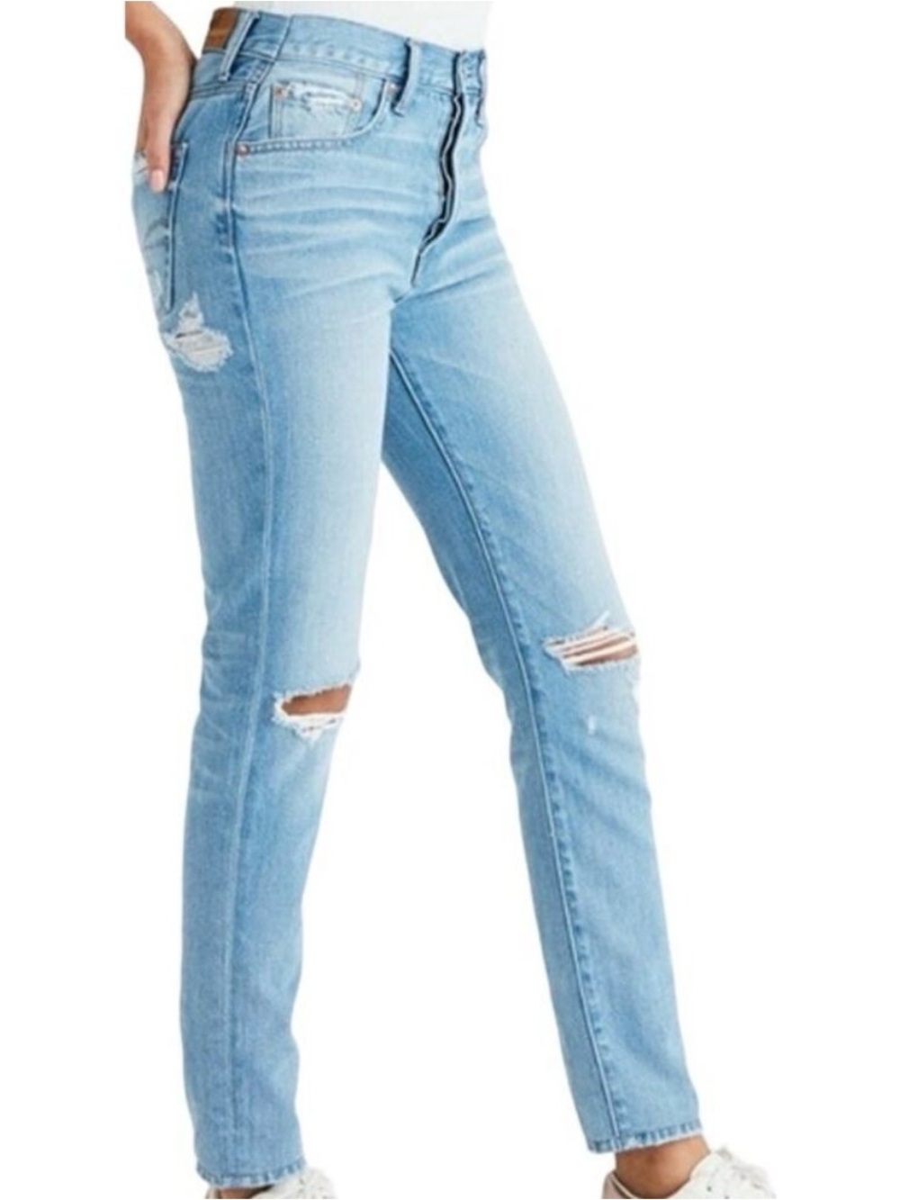 American Eagle Outfitters Hi-rise Girlfriend Distressed Jeans